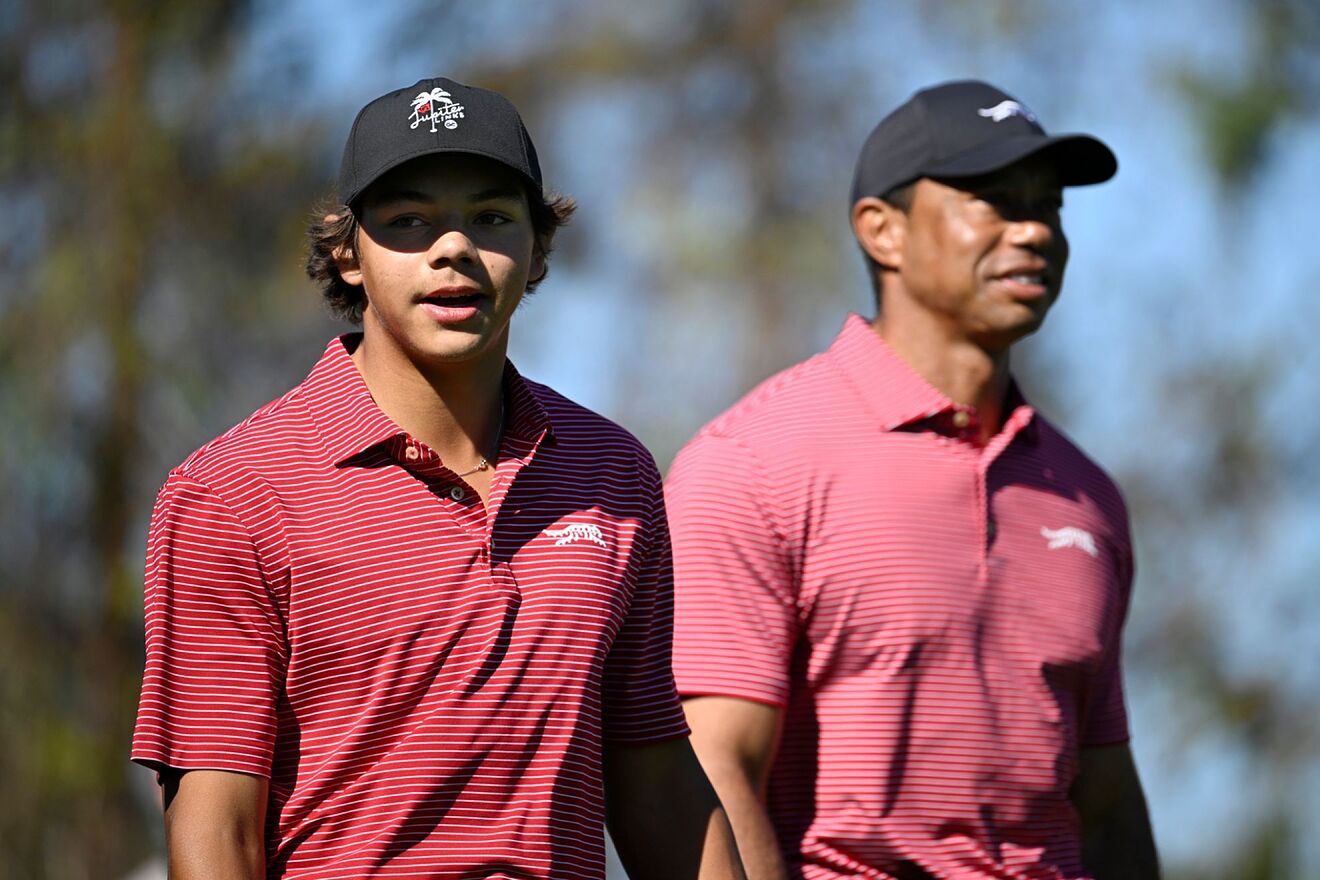 Charlie (left) and Tiger Woods (right)