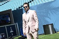 Alonso, entrando en el Hard Rock Stadium de Miami.
