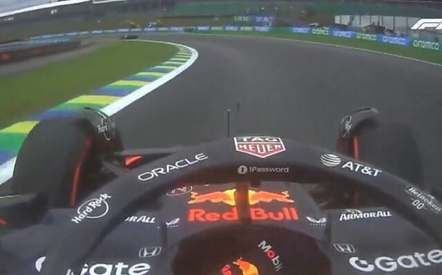 Momento de la salvada de Max en el Sprint de Brasil.