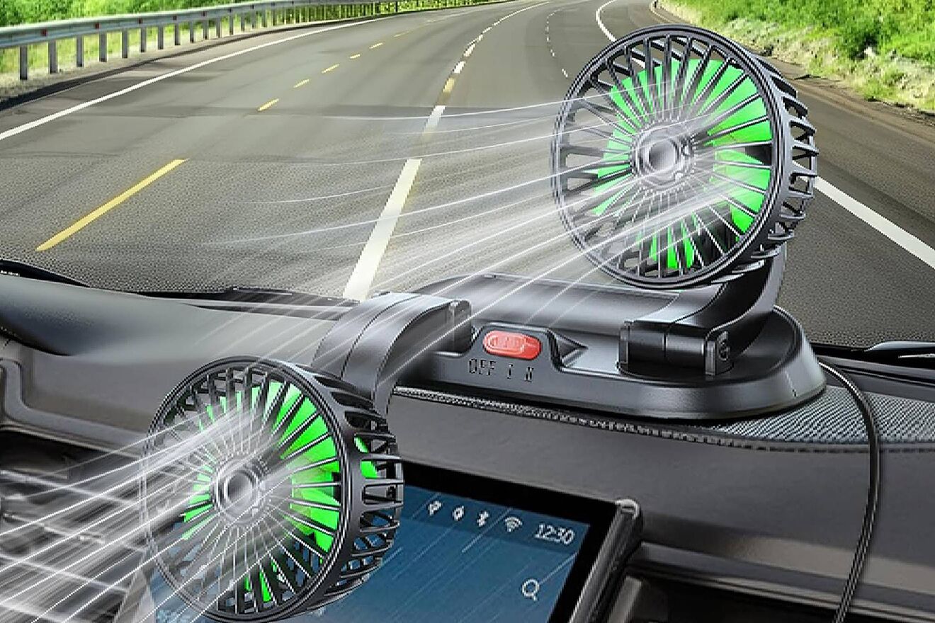 Un ventilador junto al volante: la opción para dejar de pasar calor en el coche por 27 euros. Foto: Qidoe.