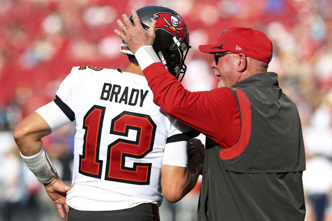 Tom Brady and Bruce Arians - AP Photo/Mark LoMoglio
