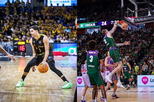 Jaime Fern�ndez (izqda.) y Olek Balcerowski (dcha.), durante los cuartos de final.