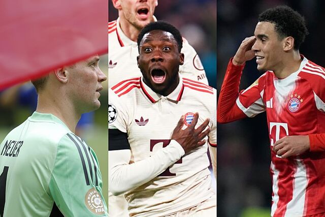 Manuel Neuer, Alphonso Davies y Jamal Musiala.