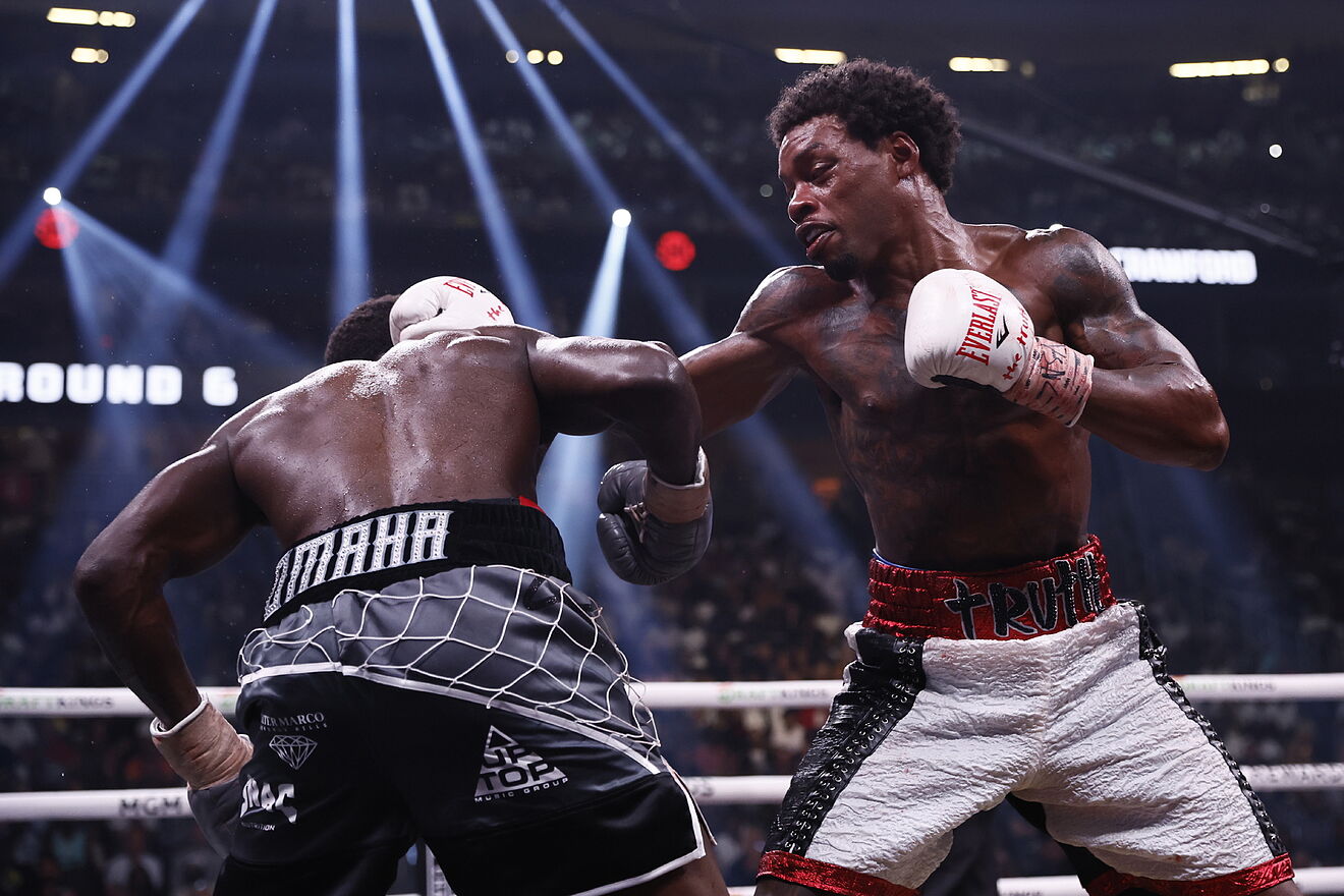 Errol Spencein action against Terence Crawford of the United States...