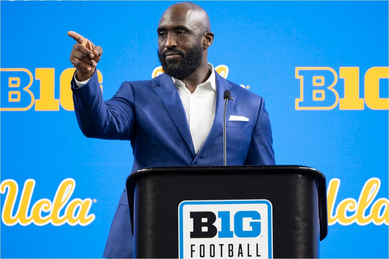 UCLA head coach DeShaun Foster at the Big Ten Conference media days in...