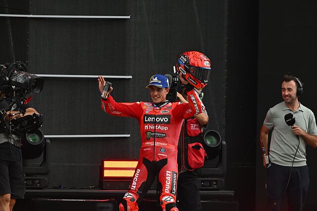 Marc M�rquez, en el podio de Austria.