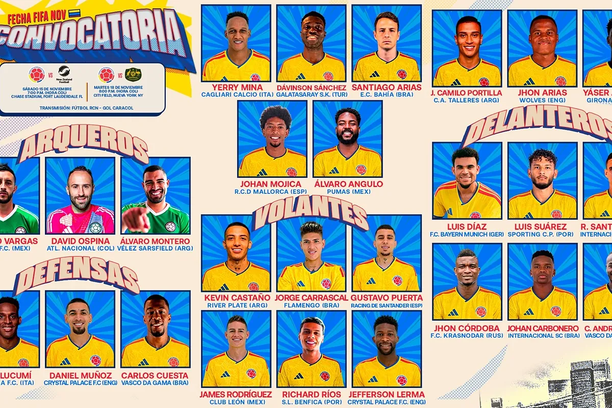 Colombia Names 26-Player Squad for Upcoming Friendlies Against New Zealand and Australia