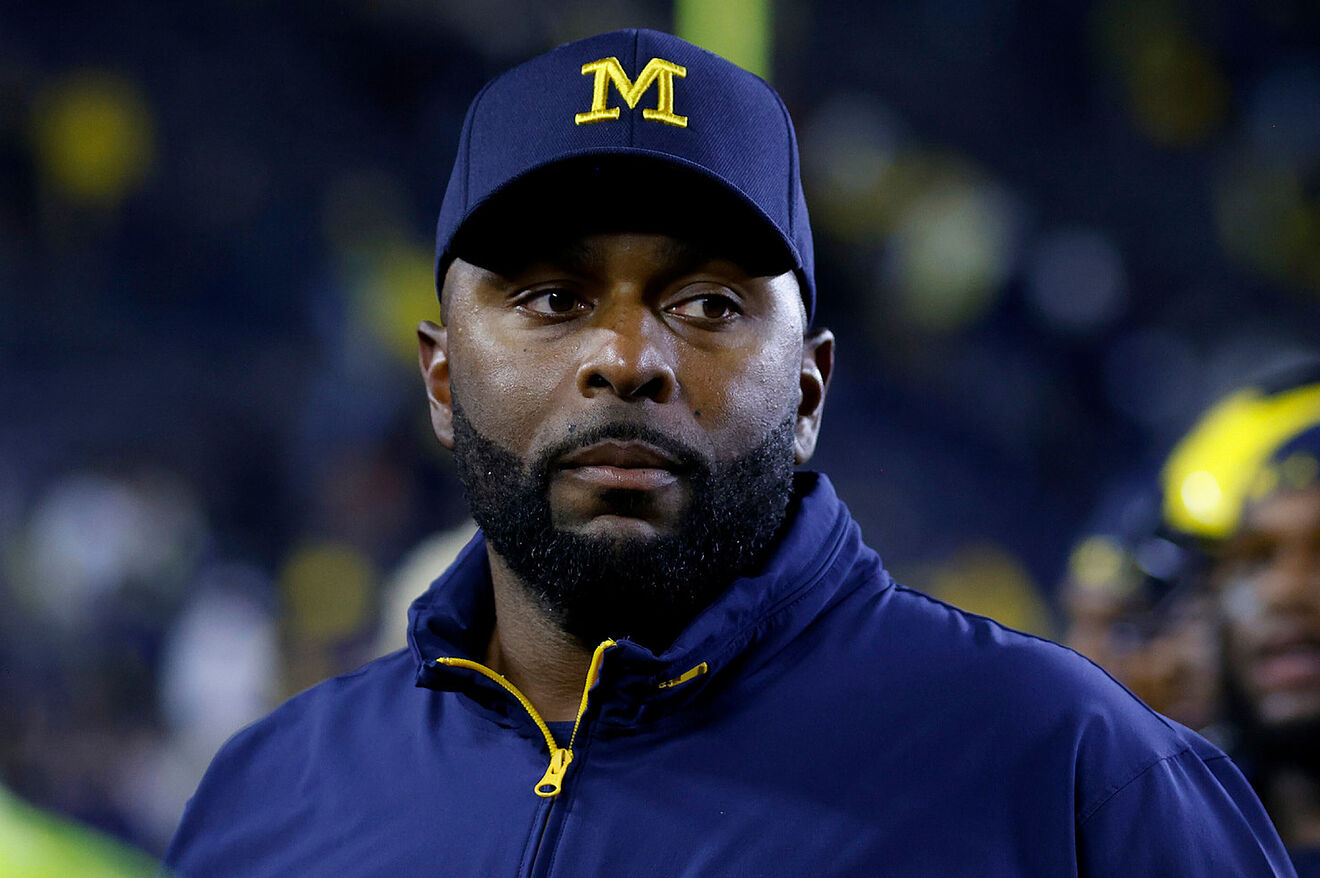 Sherrone Moore during one of his few games as Michigan Wolverines head...