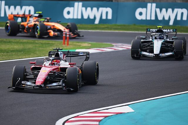 Leclerc. Russell y Norris, durante el GP de Jap�n.