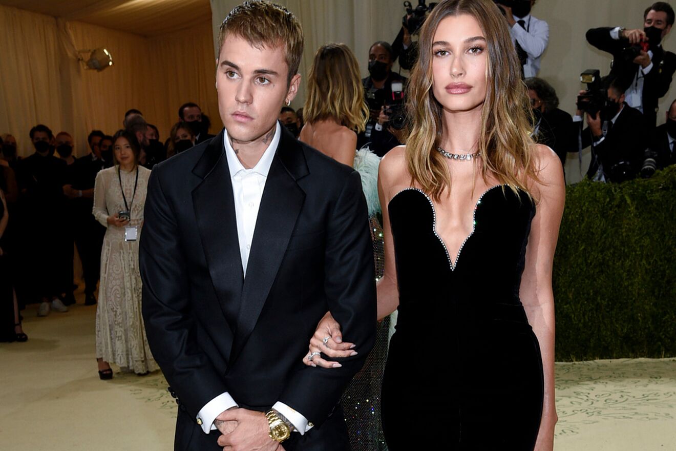 Justin Bieber, left, and Hailey Bieber