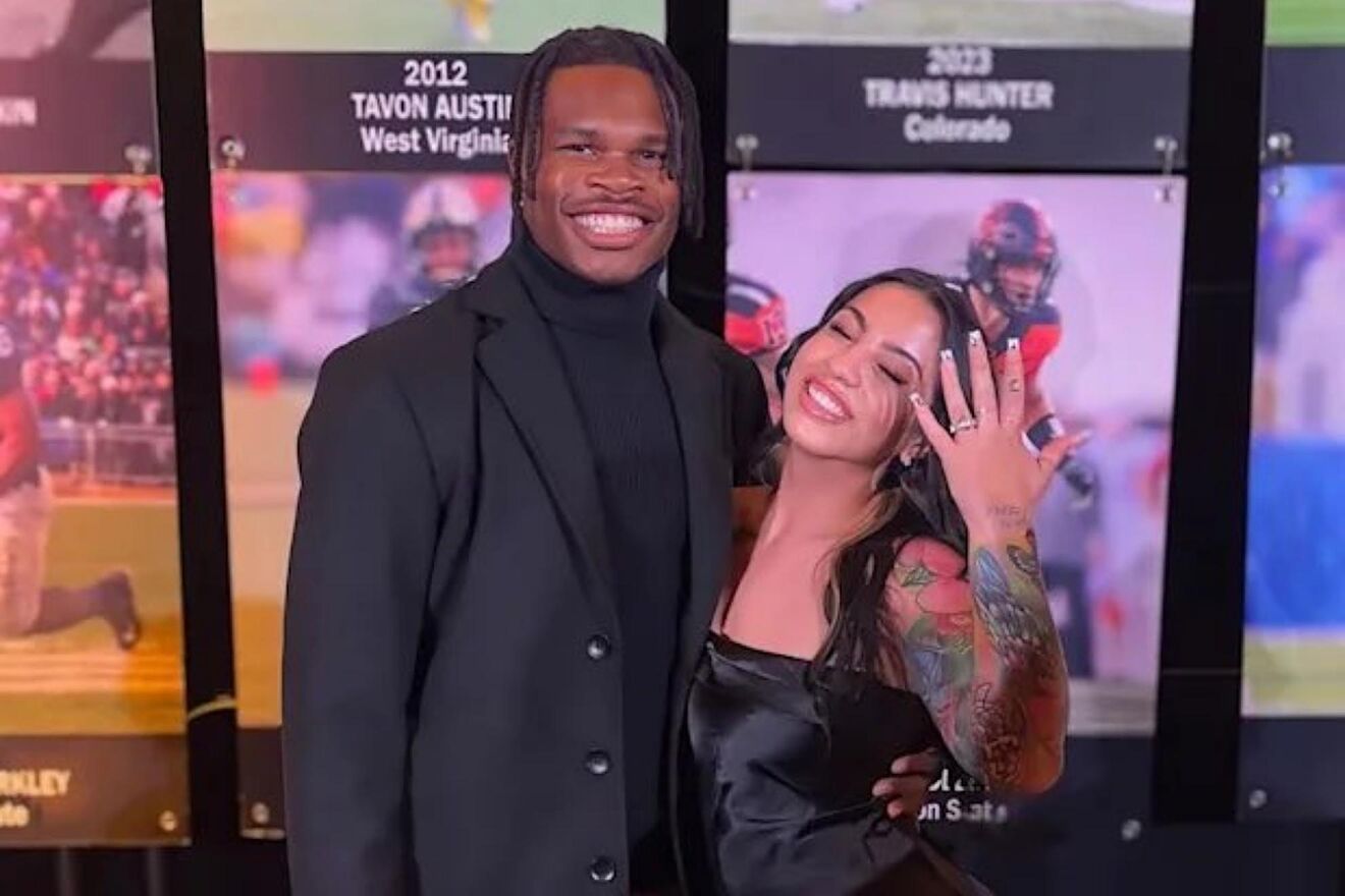 Travis Hunter and his fiancée Leanna Lenee