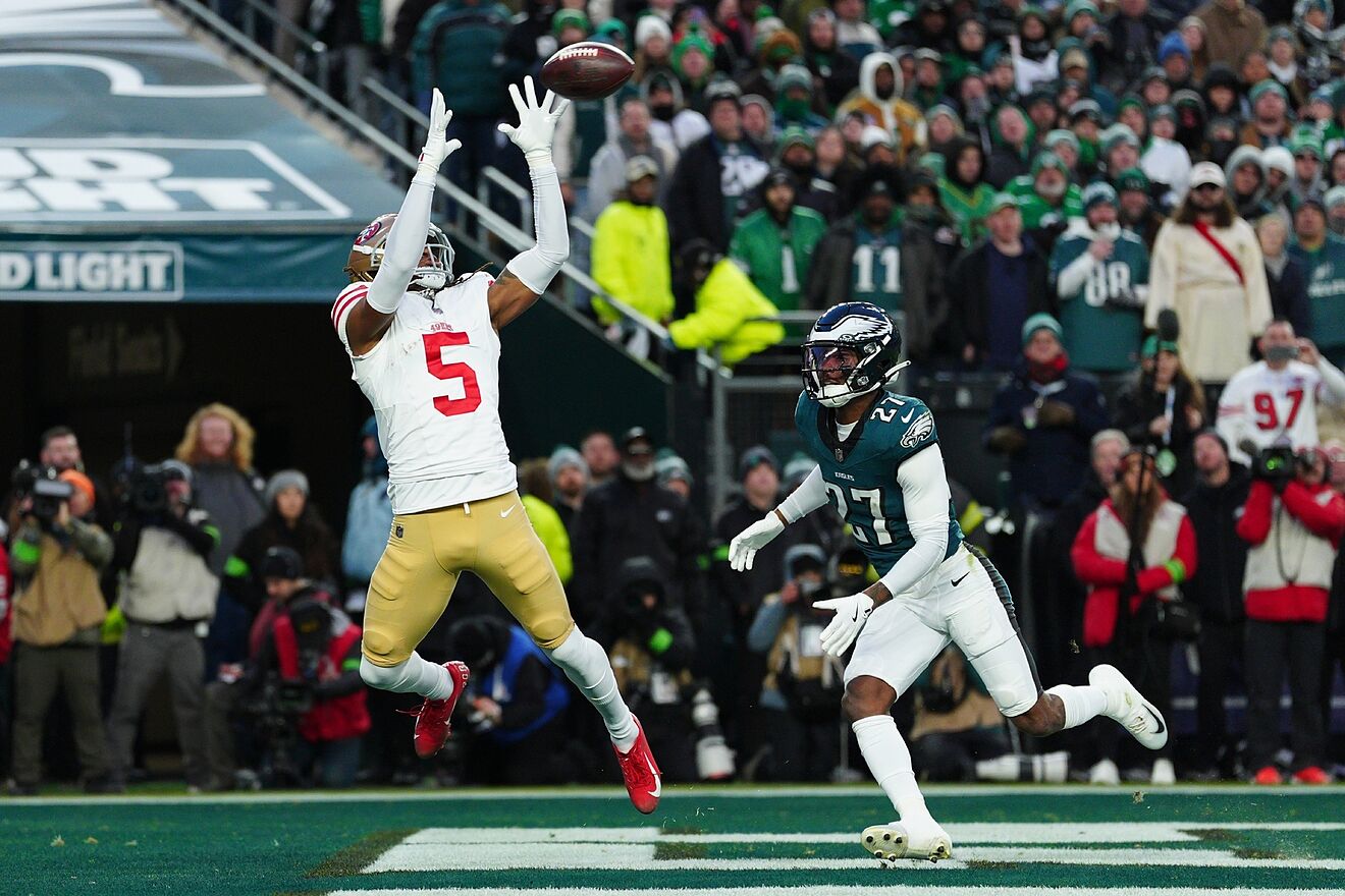 San Francisco 49ers wide receiver Demarcus Robinson scores a touchdown...