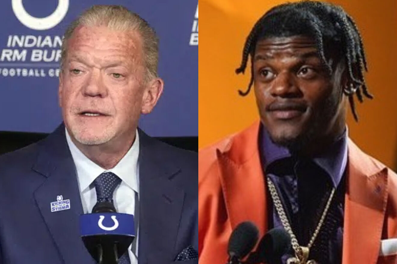 Indianapolis Colts owner Jim Irsay and free agent quarterback Lamar...