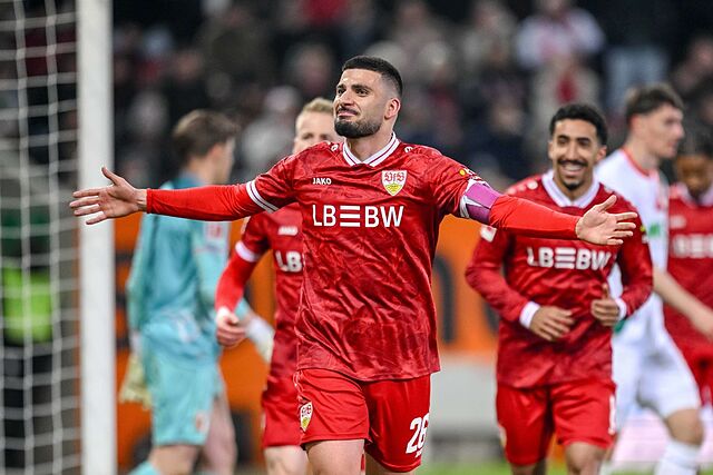 Undav celebra un gol con el Stuttgart.