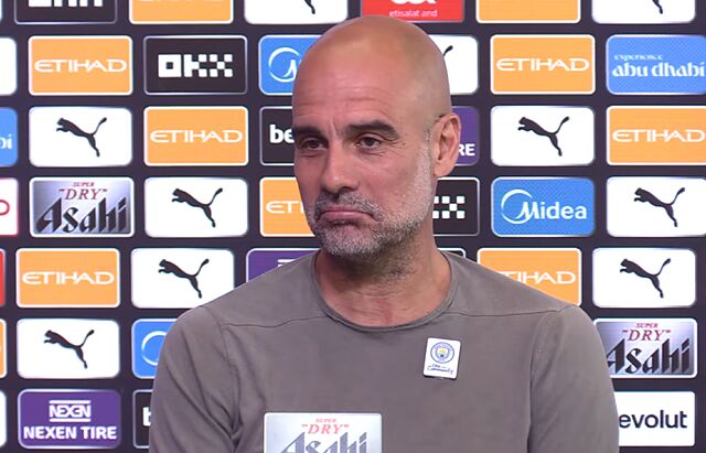 Guardiola en rueda de prensa.