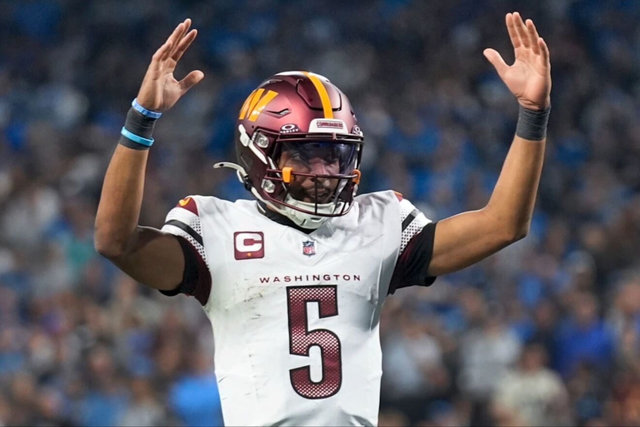 Washington Commanders star rookie quarterback Jayden Daniels.