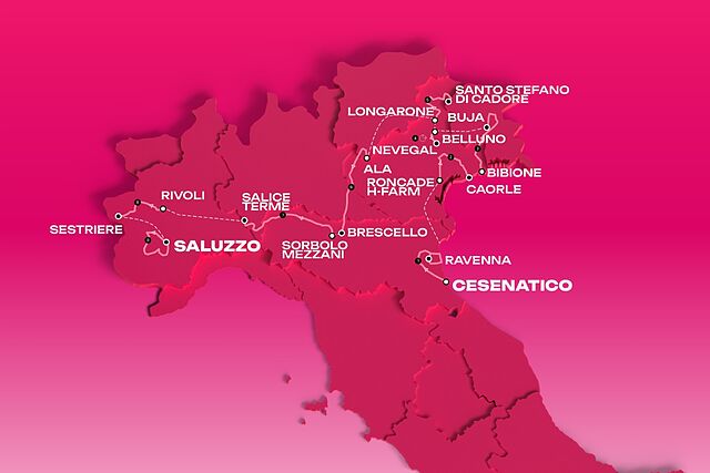 As� es el mapa del Giro femenino.
