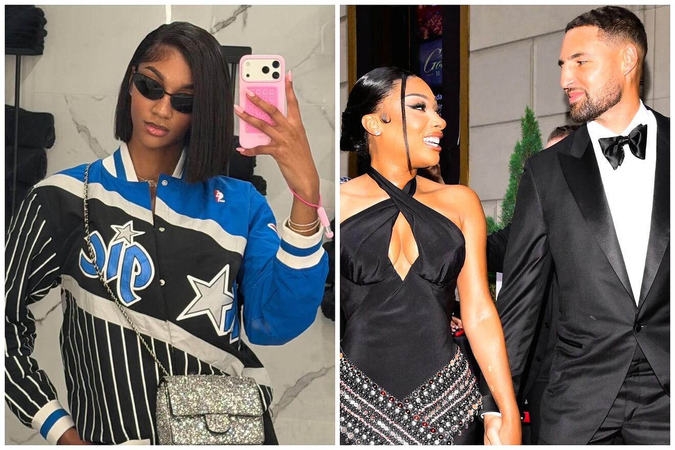 Angel Reese and Megan Thee Stallion with Klay Thompson