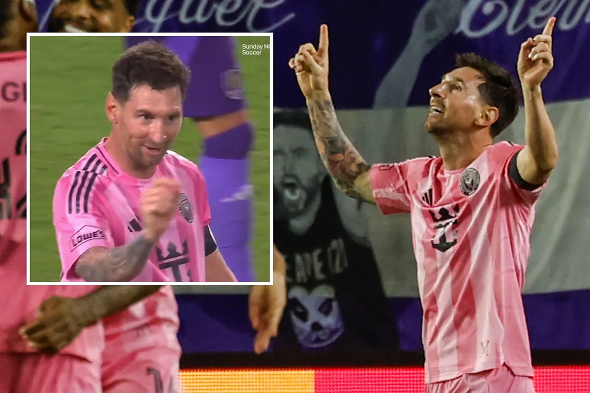 Messi trolls the Orlando City bench asking if they want his autograph