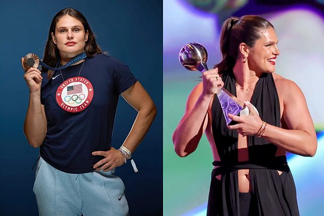 Maher con la medalla ol�mpica y el premio ESPY