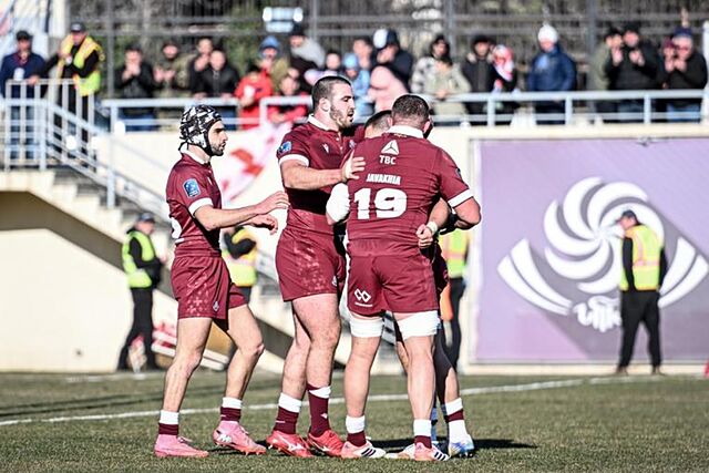 Jugadores de la selecci�n de Georgia en el pasado Rugby Europe Championship
