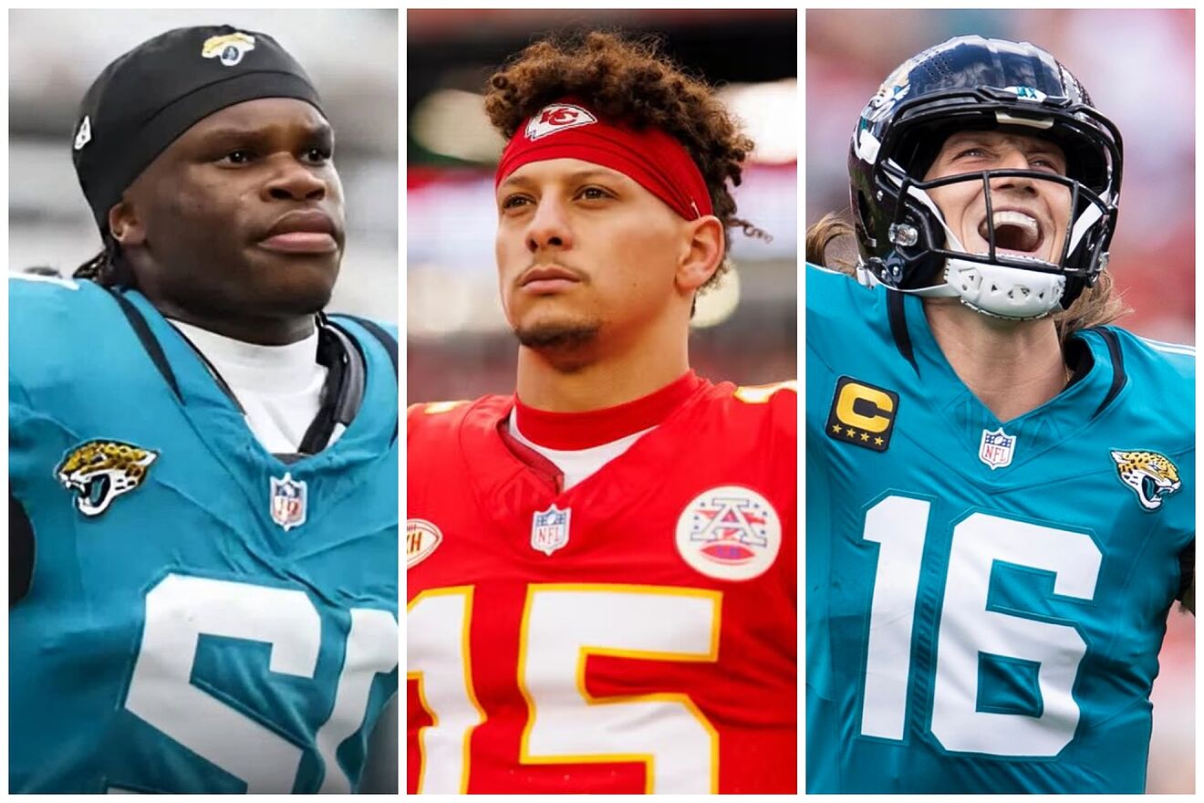 Travis Hunter, Patrick Mahomes and Trevor Lawrence