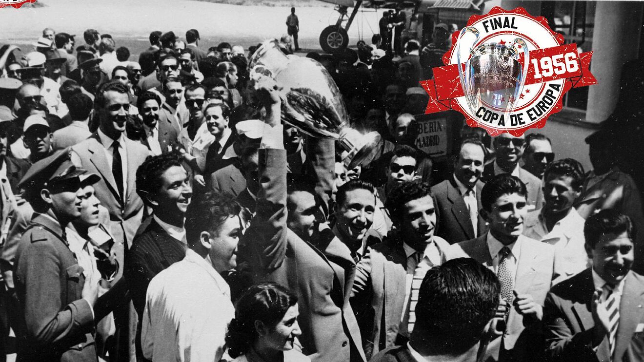 Miguel Mu�oz levanta la primera Copa de Europa