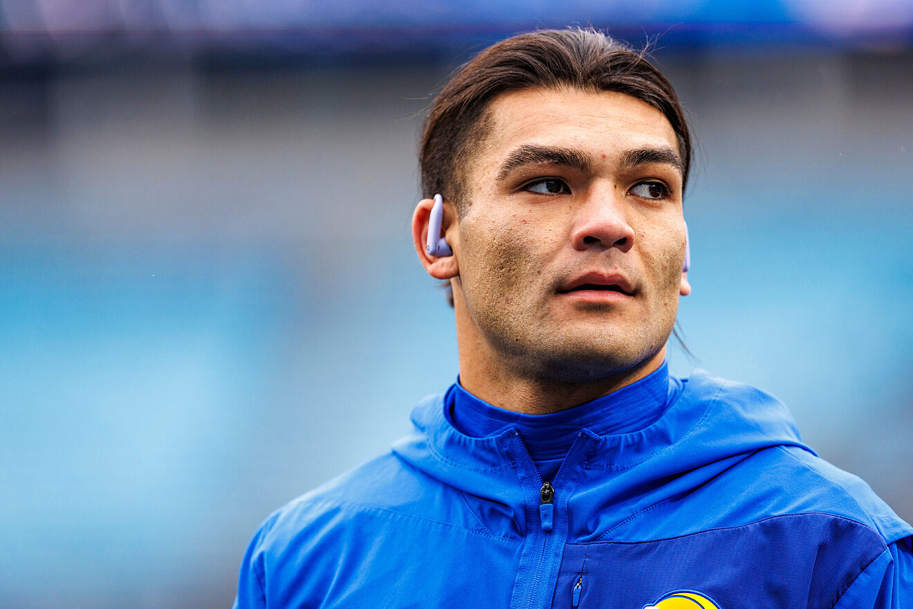Los Angeles Rams wide receiver Puka Nacua (12) warms up before an NFL...