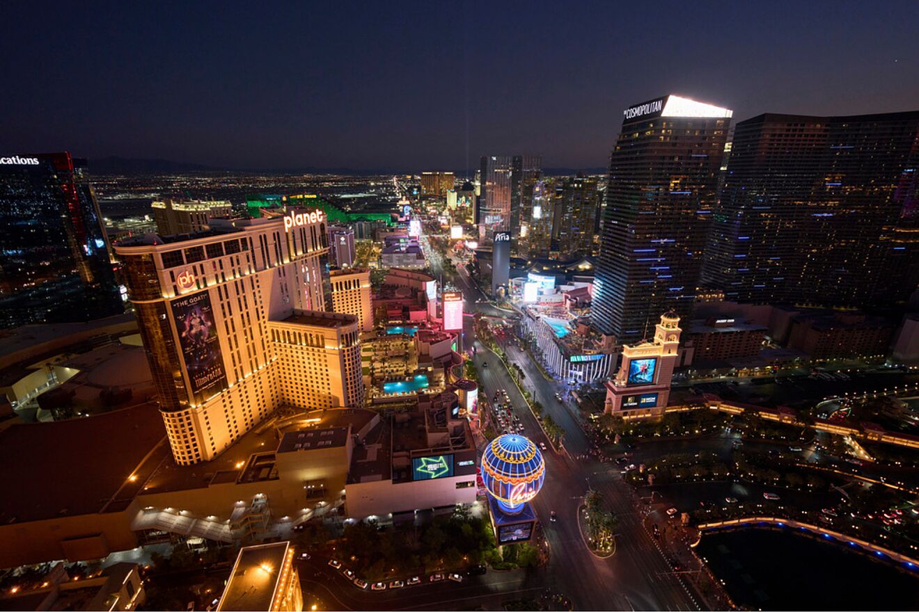 Cars drive along the Las Vegas Strip