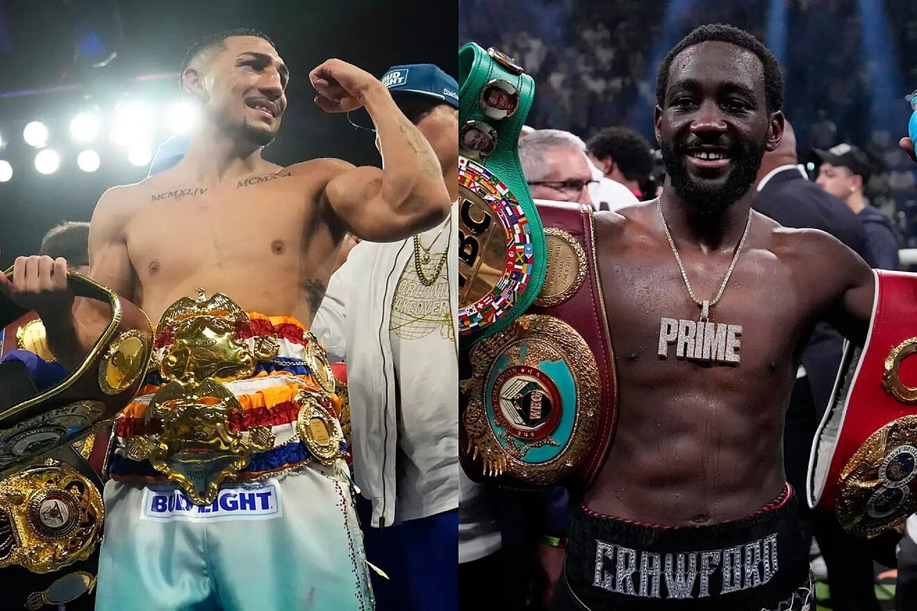 Teofimo Lopez (left) and Terence Crawford (right).