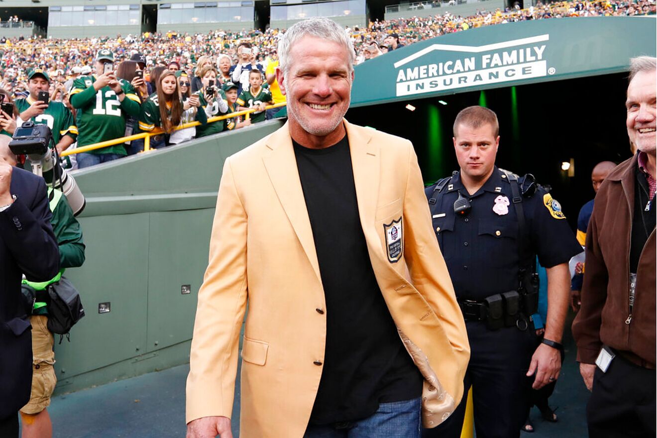 Former Green Bay Packers' Brett Favre smiles
