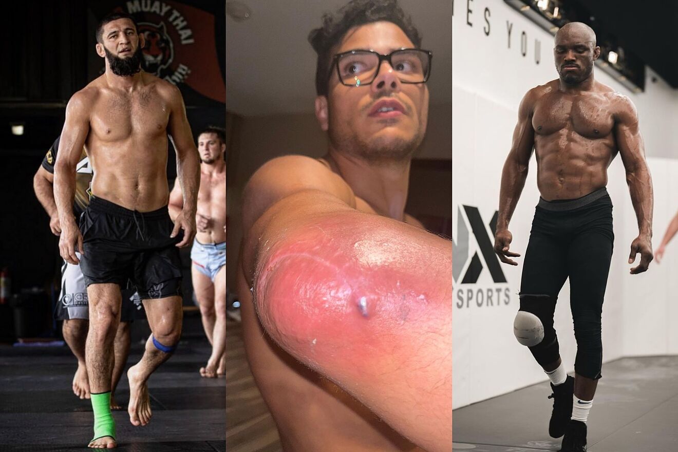 Mashup image of Khamzat Chimaev, Paulo Costa, and Kamaru Usman