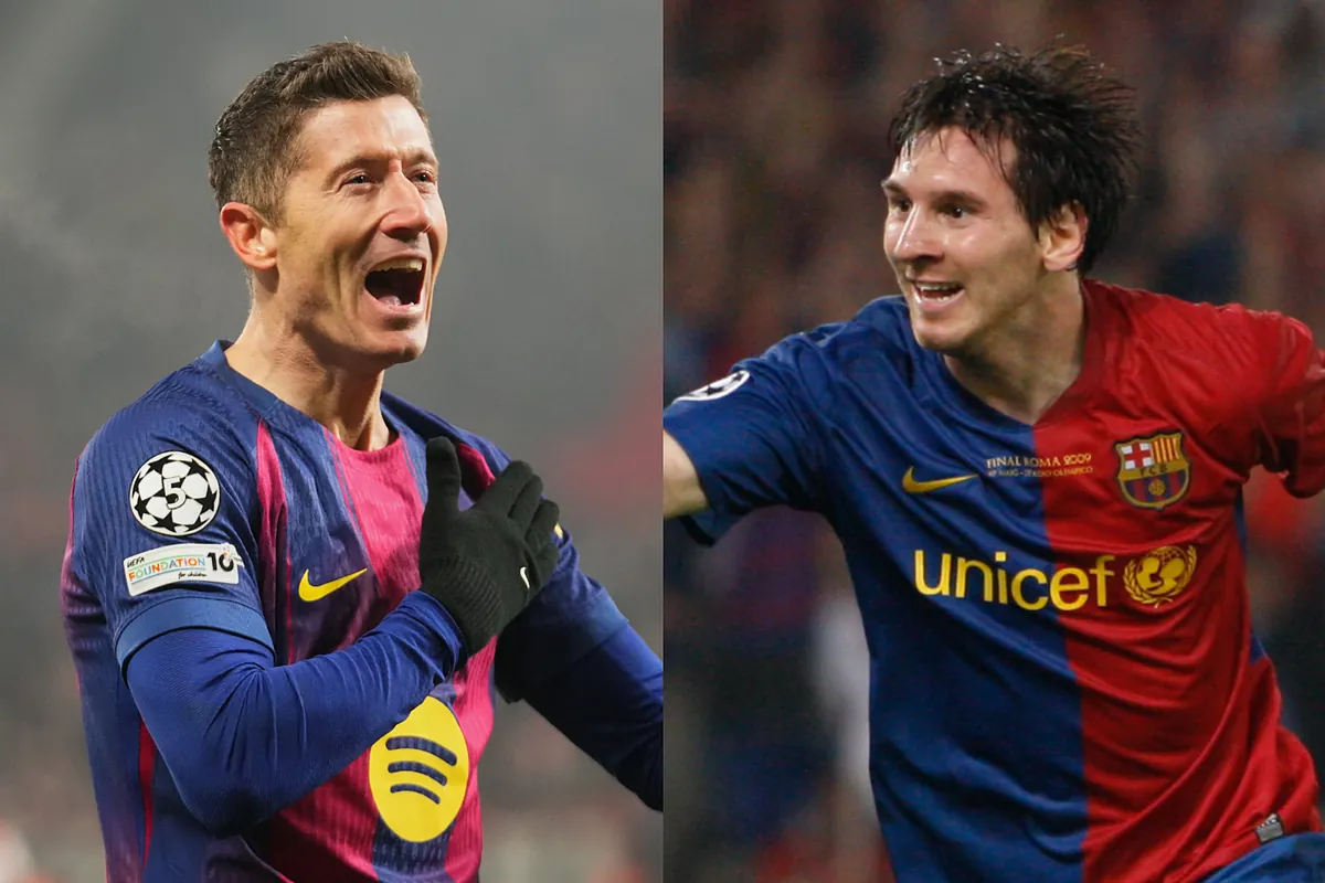 Robert Lewandowski, one goal away from equaling Leo Messi's historic record