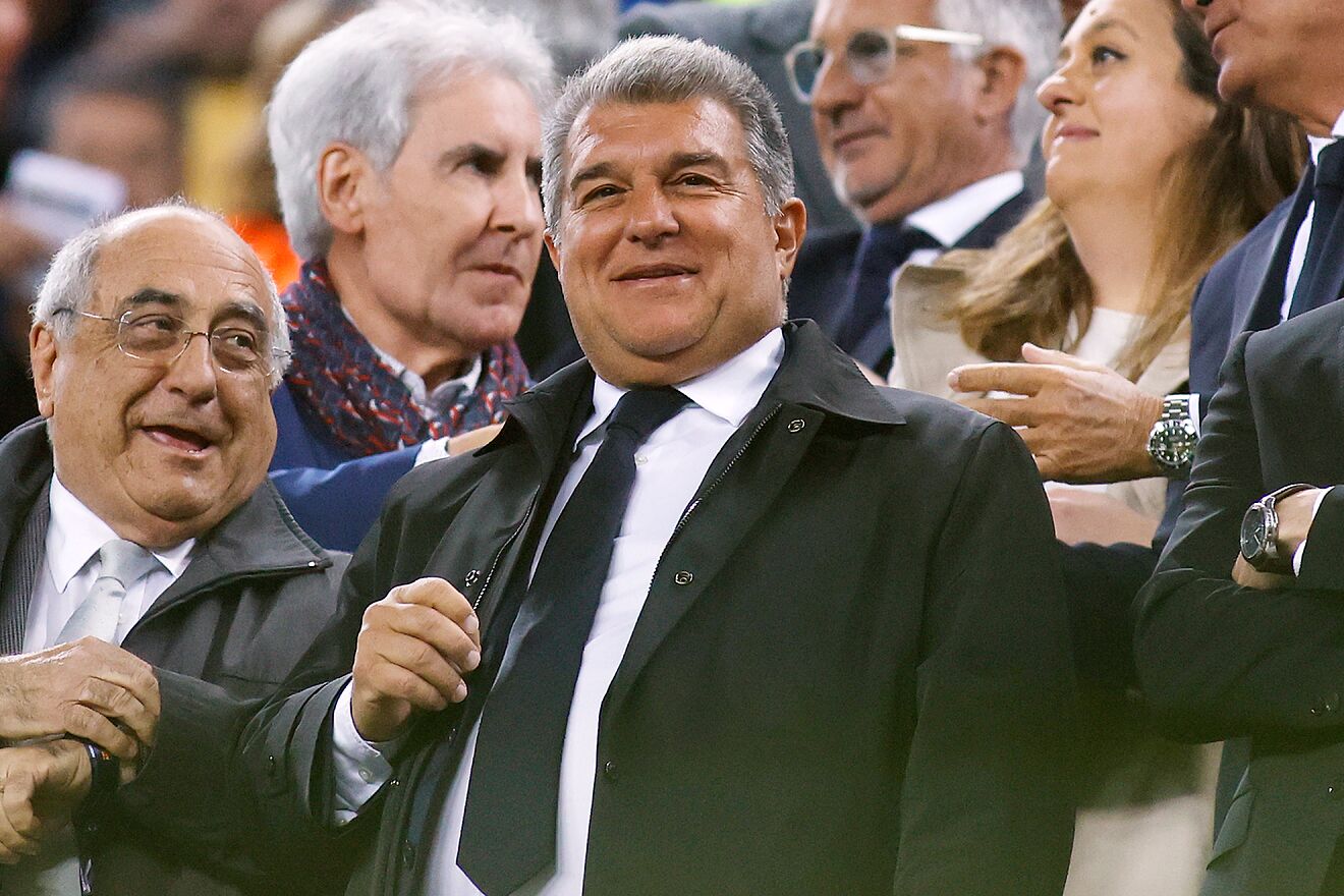 Joan Laporta, en el palco del Camp Nou