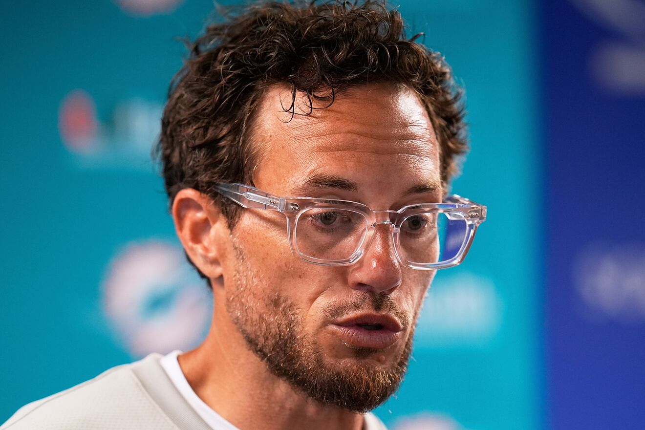 Miami Dolphins head coach Mike McDaniel speaks to the South Florida...