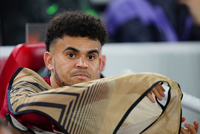 Luis D�az, durante el partido de Europa League que el Liverpool disput� frente al Toulouse.