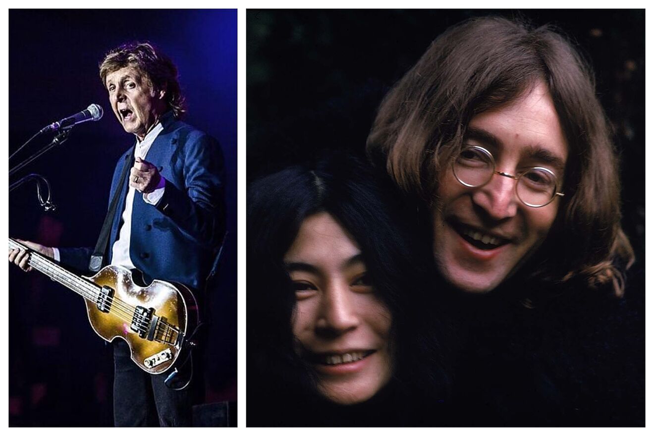 Paul McCartney, Yoko Ono and John Lennon.