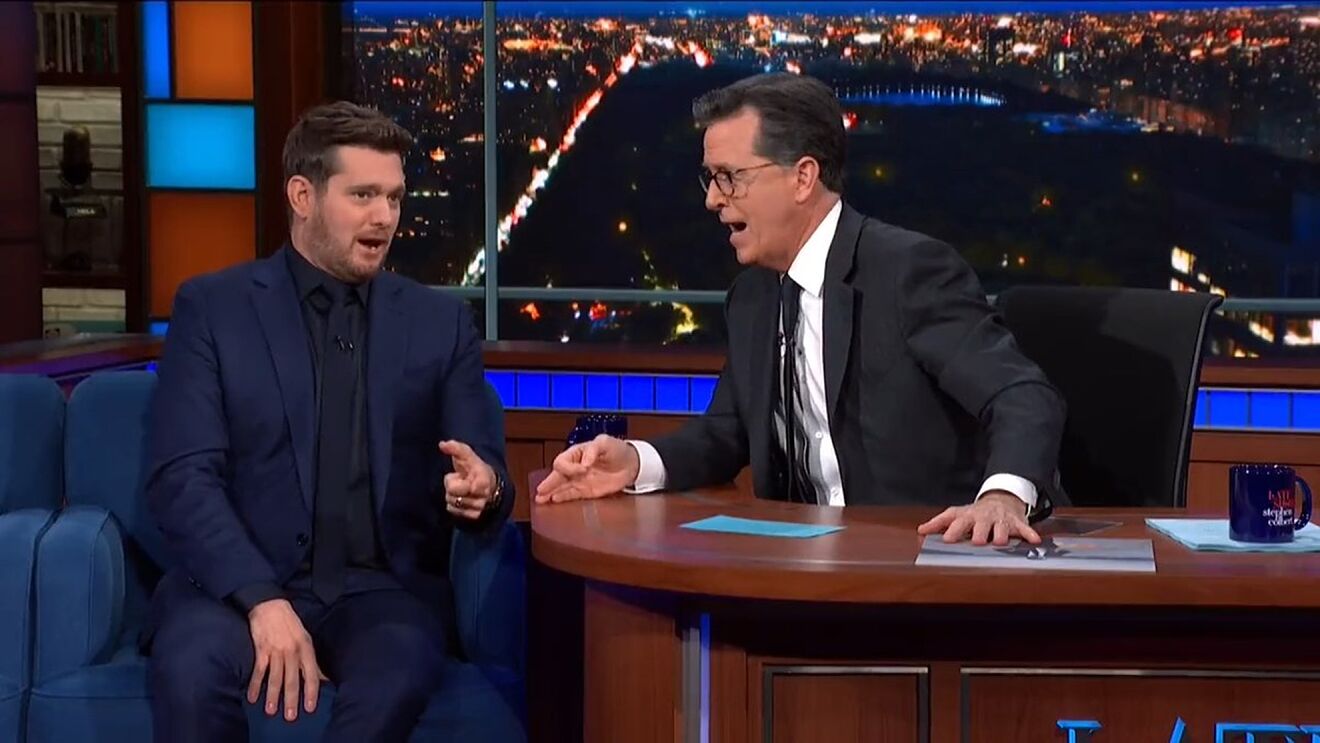 Michael Buble and Stephen Colbert sing "Barrett's Privateers"