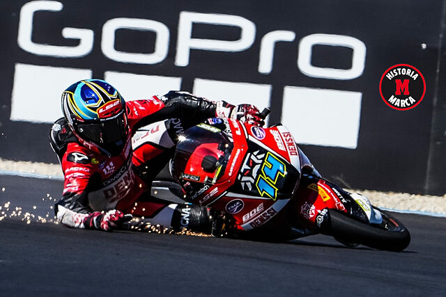 Cormac Buchanan se cae en Moto3 en Hungr�a.