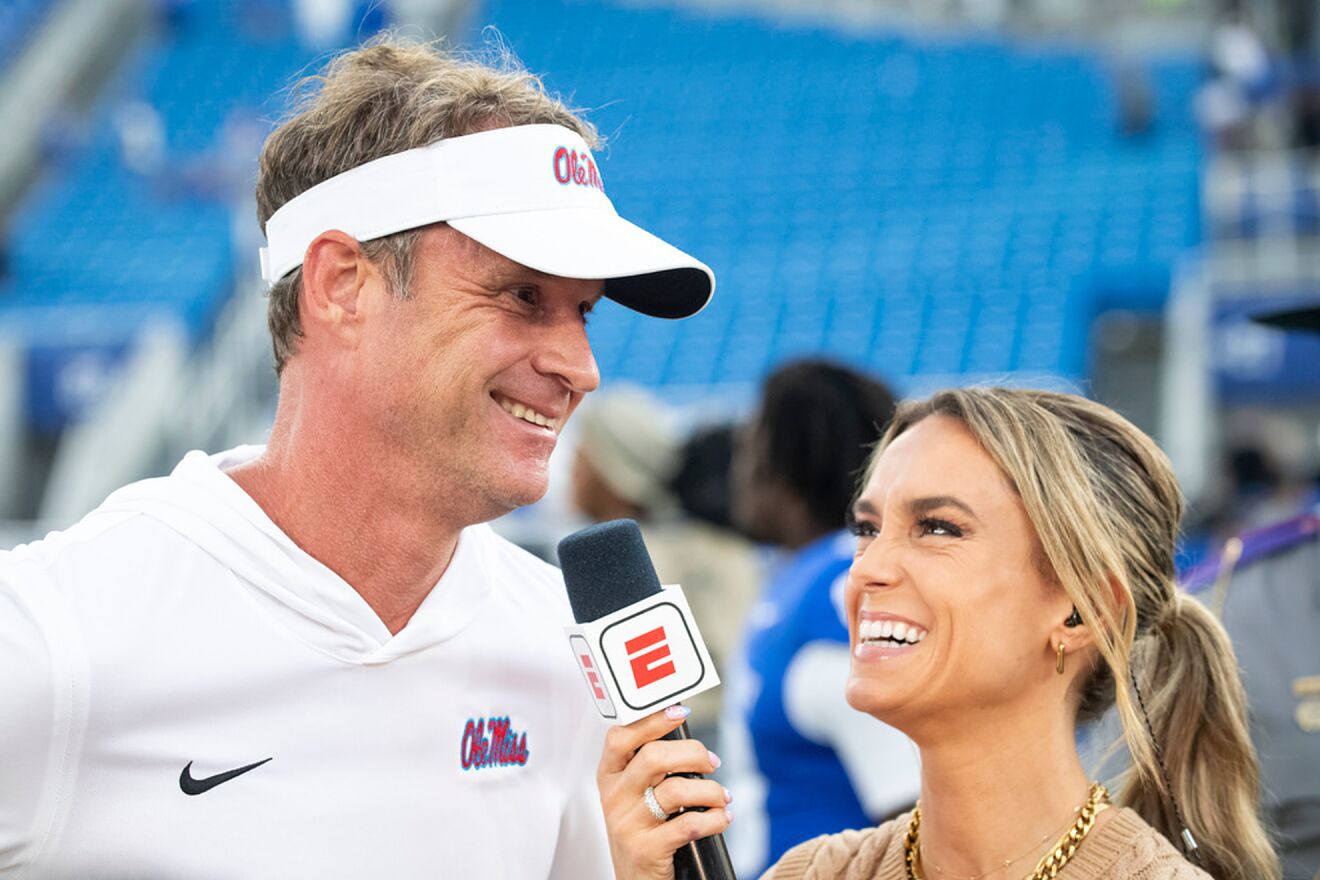Mississippi head coach Lane Kiffin is interviewed after a NCCA college...