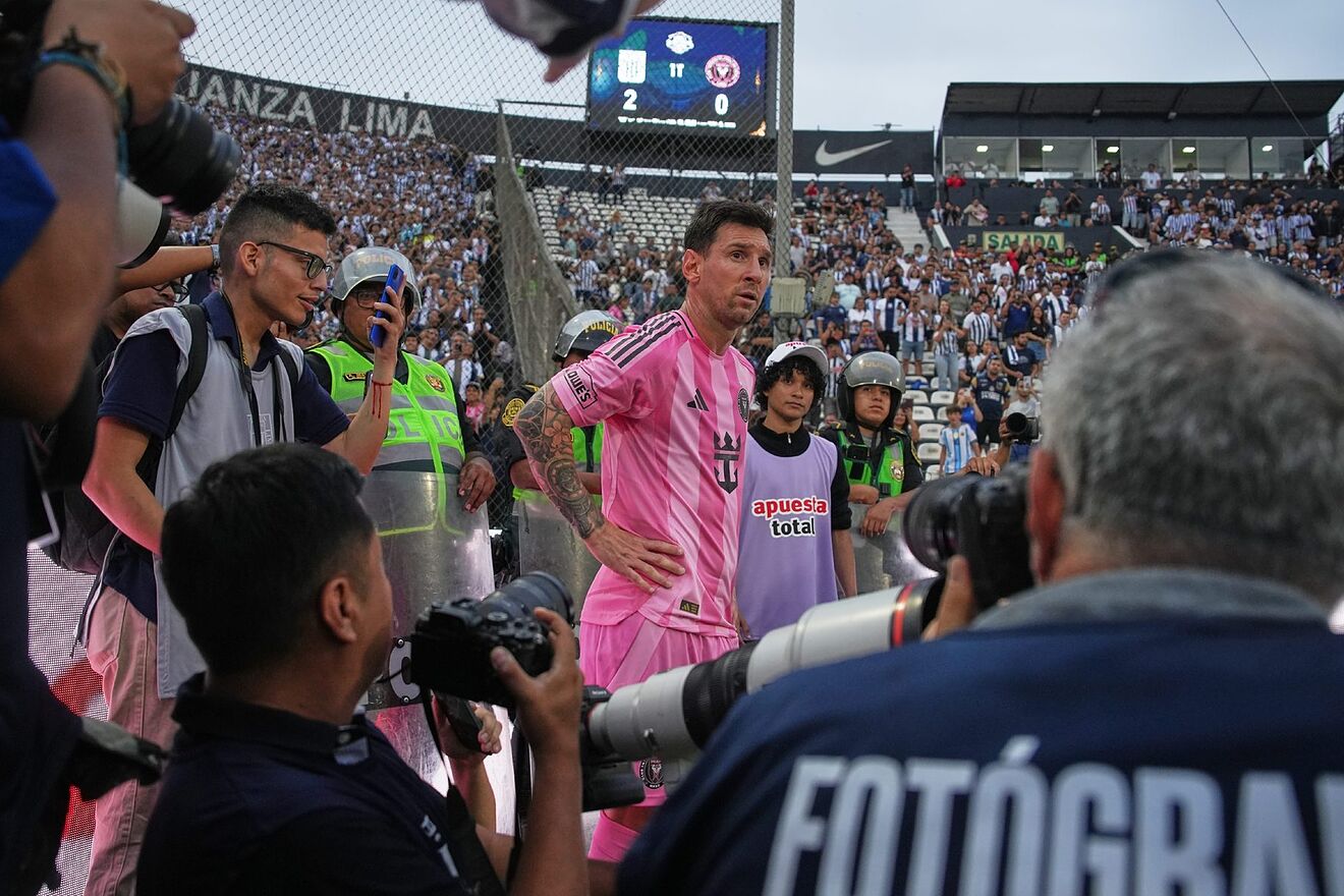 An unexpected moment interrupts Messi just as he prepares to take a...