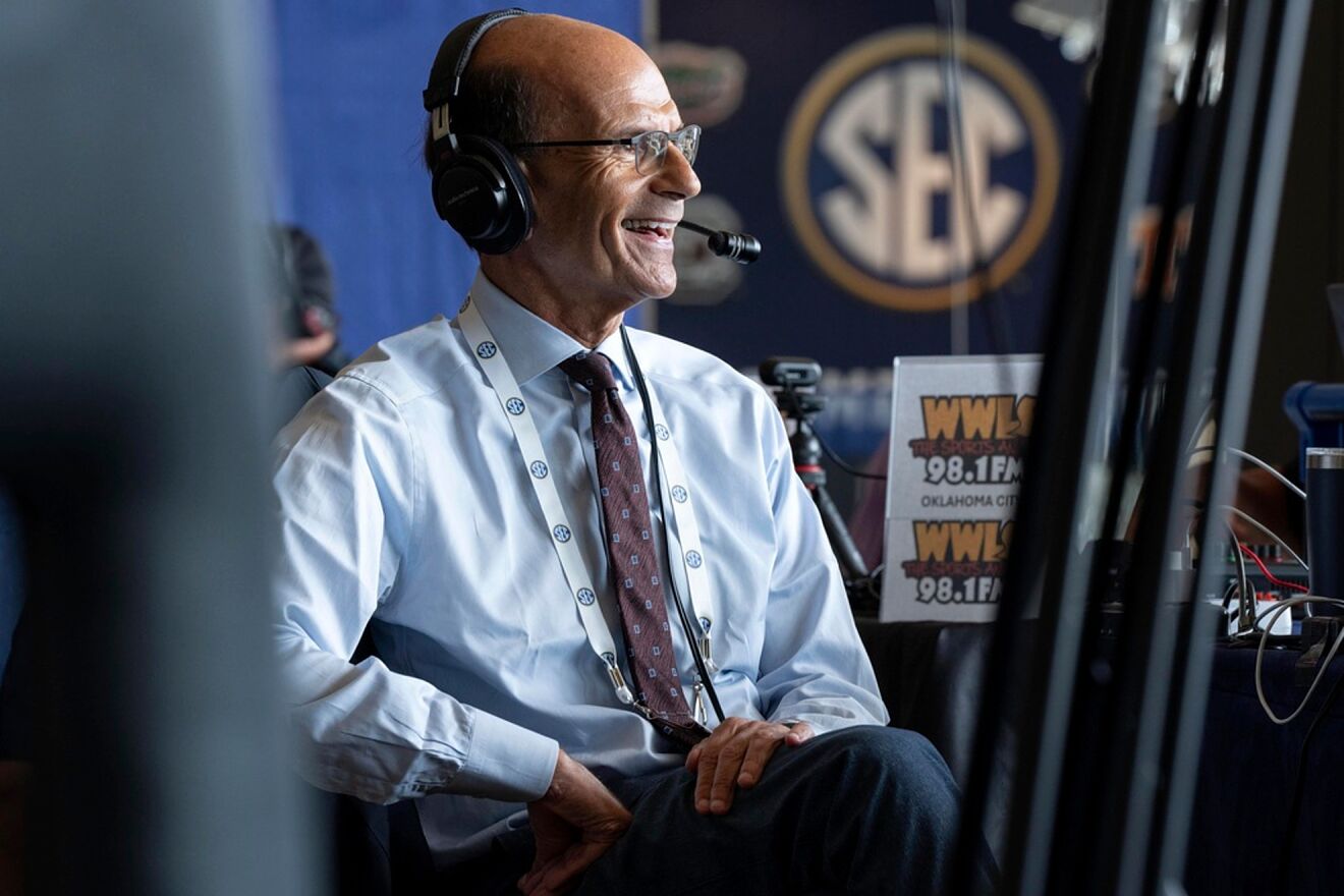 Radio and television personality Paul Finebaum smiles during a break...