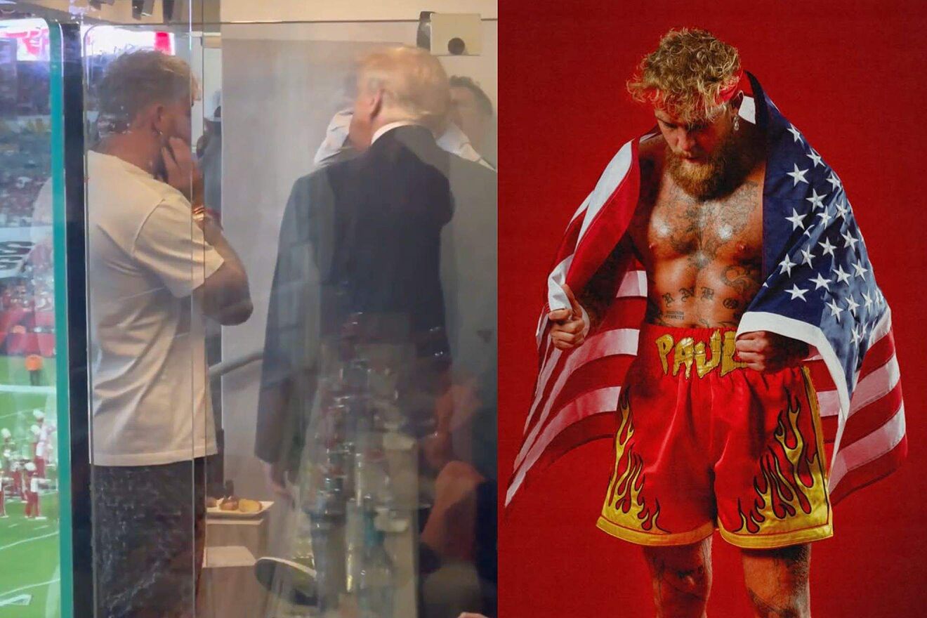 Jake Paul strange hand gestures to Trump at the CFP title game spark...