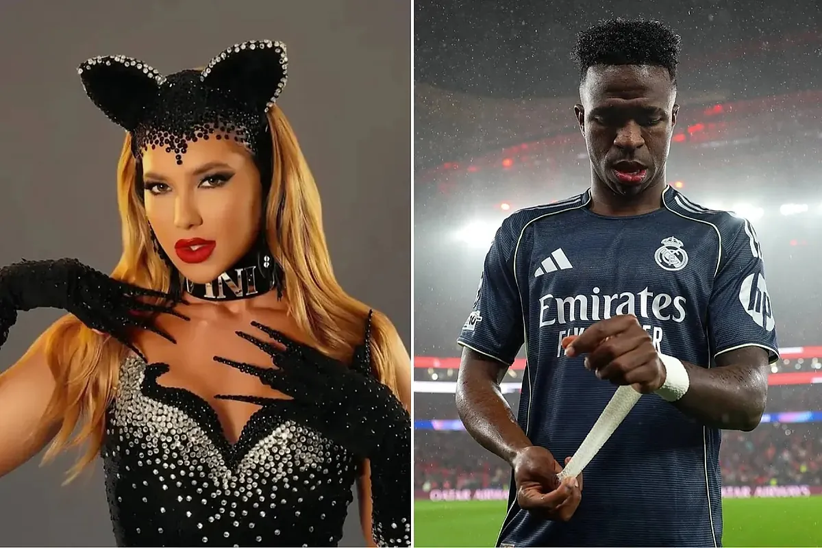Vinicius drowns Real Madrid's sorrows with girlfriend Virginia Fonseca, who wears a necklace with his name
