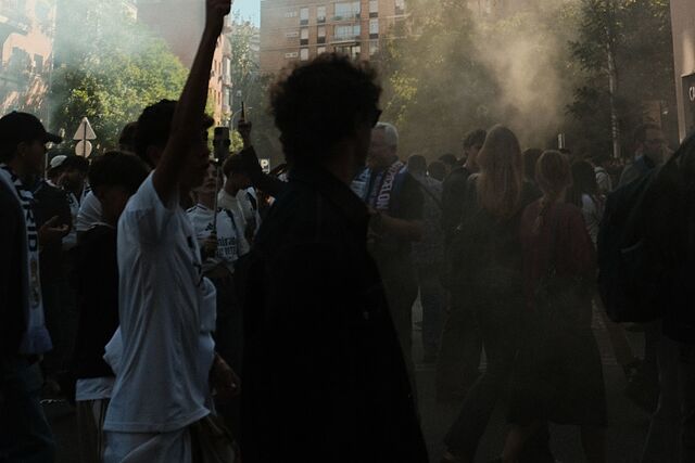 Llegada del autob�s en el encuentro ante el Barcelona en liga