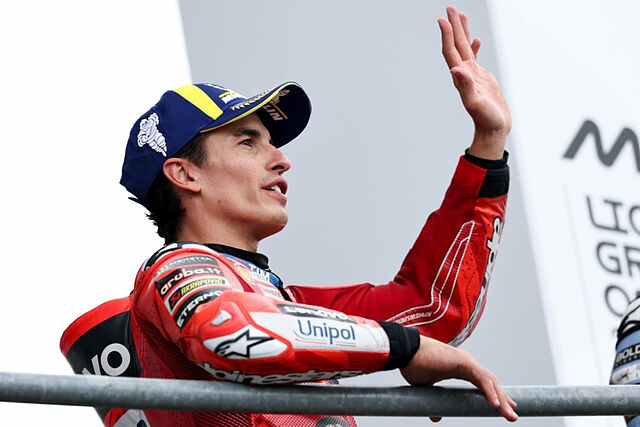Marc M�rquez, en el podio de Alemania.