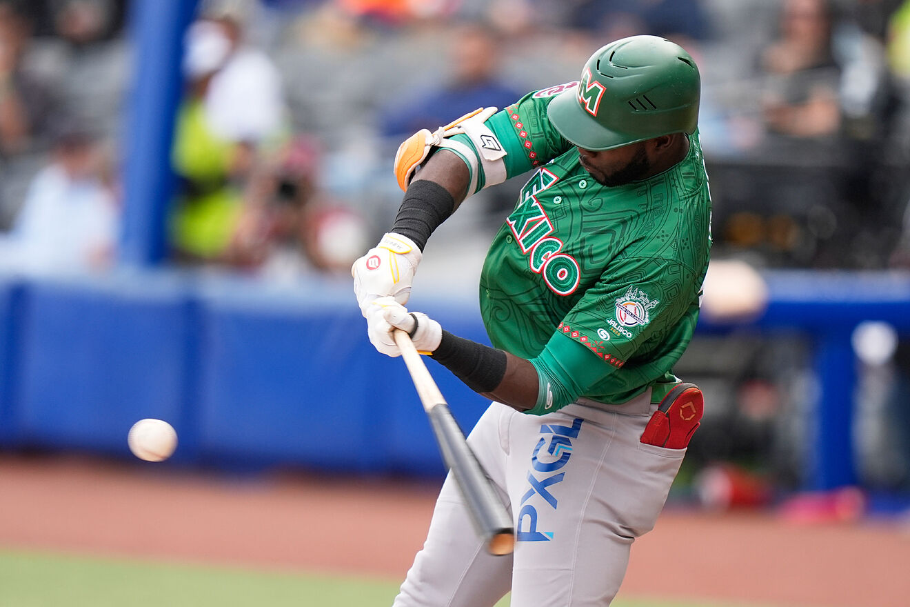 Mexico Green's Estevan Florial hits a three runs home run against...