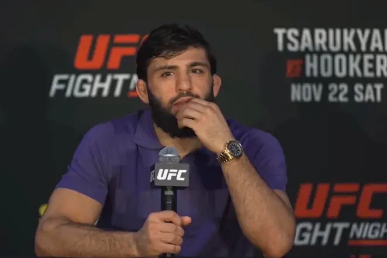 Arman Tsarukyan, at the UFC Qatar press conference.