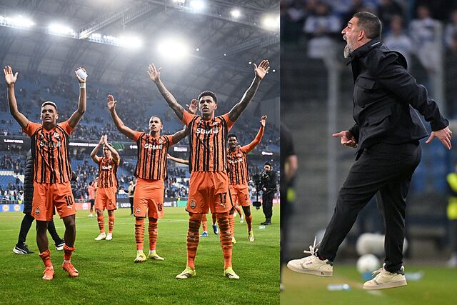 Arda Tur�n y los jugadores del Shakhtar