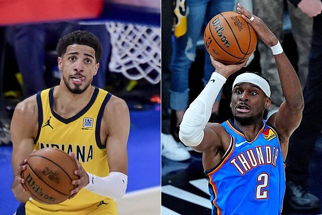 Tyrese Haliburton (i) y Shai-Gilgeous Alexander, las estrellas de Pacers y Thunder.